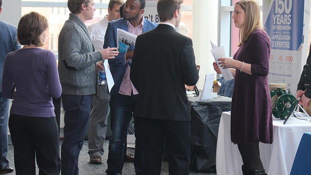 student and recruiter speaking