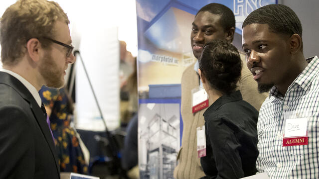 recruiter speaking to student