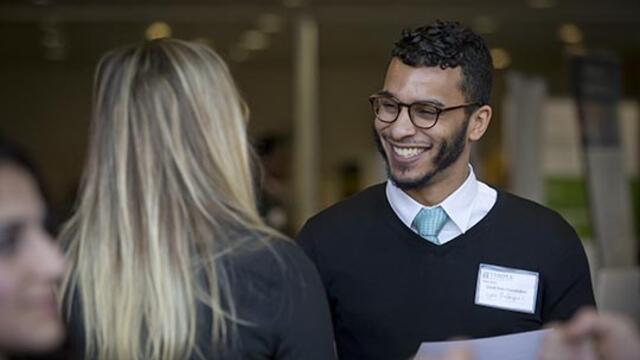 student and employer at Career Fair