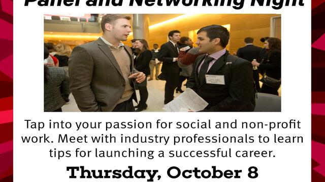Career Talks Social Services and Advocacy Panel and Networking Night on Thursday, October 8 at 6PM in Anderson Hall 821