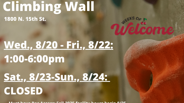 Climbing wall facility schedule.