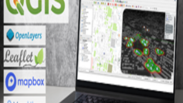 image of a laptop with GIS software displayed on the screeen