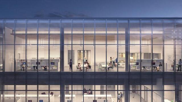 rendering of top floor graduate scholars studio