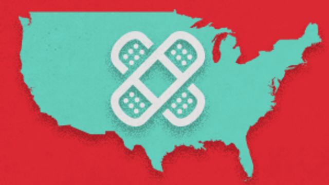 Image of United States with band aid on top