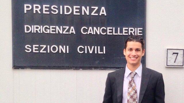 Program alumnus Keegan Boyle at his internship in Rome