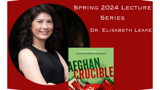 Elisabeth Leake standing in a black dress with her arms crossed and a picture of her book cover