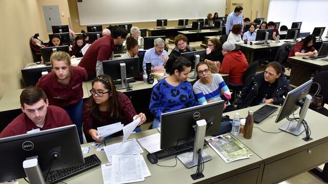 Students participate in the VITA Volunteer Income Tax Assistance Program.