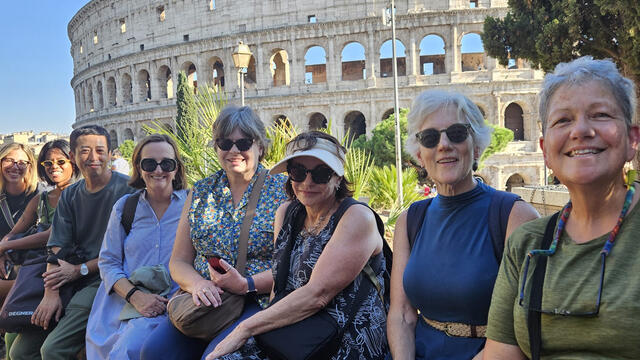 Image of Temple s adult study abroad program cohort at the Colosseum in Rome.