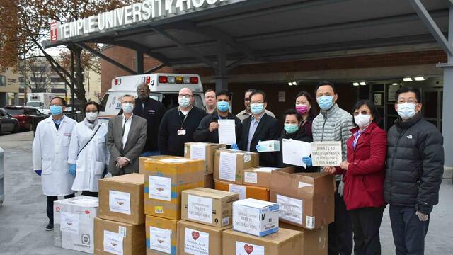 mask donation to Temple Hospital