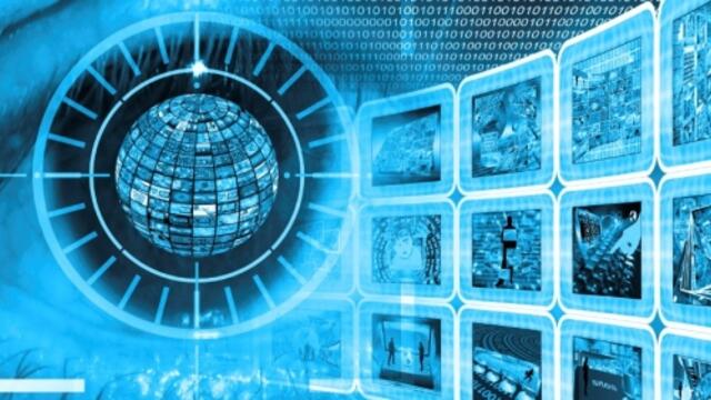 image of computer screens and globe