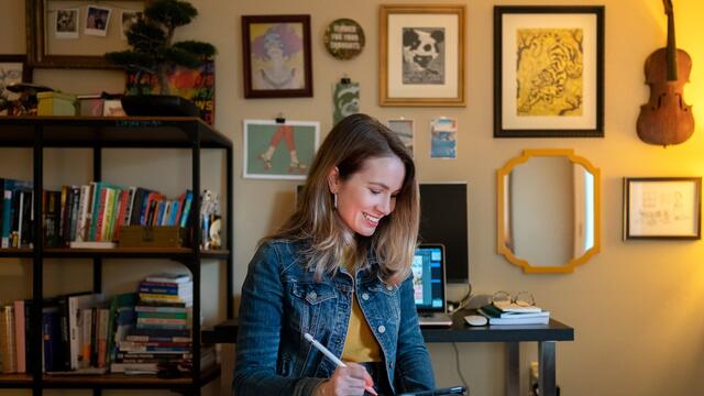 Tyler student Alexandra Dodge at work.