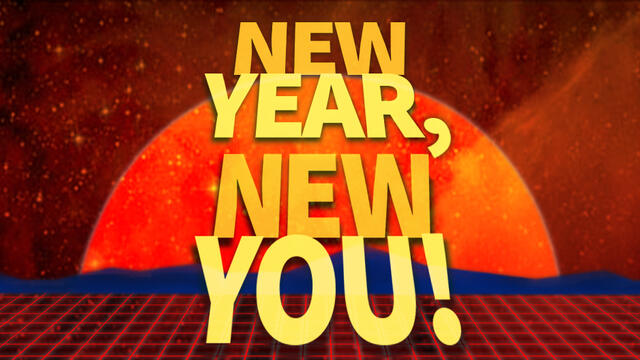 Animated illustration with bold text treatment with an 80 s future vibe.