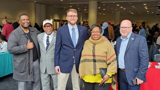 A crowd of participants at a reentry job fair at Temple University.