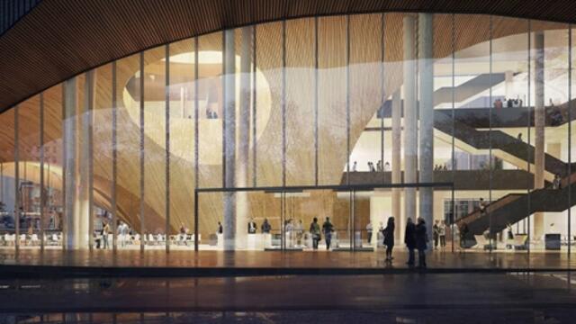 A rendering that depicts of the atrium of Temple s new library.