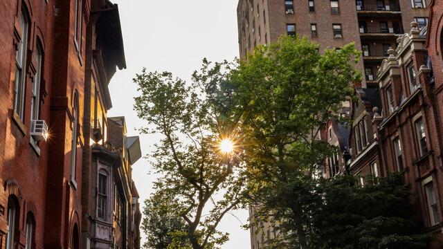 Apartment buildings are pictured in North Philadelphia