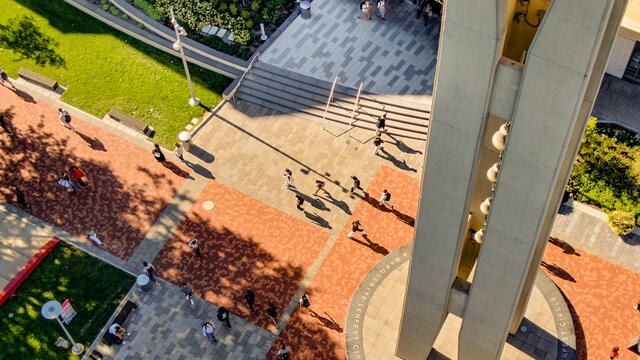 An aerial image of the Bell Tower.