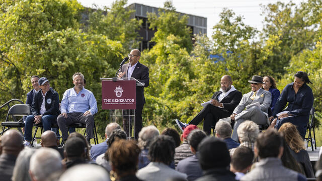 Image of David Brown speaking at The Generator kickoff event.