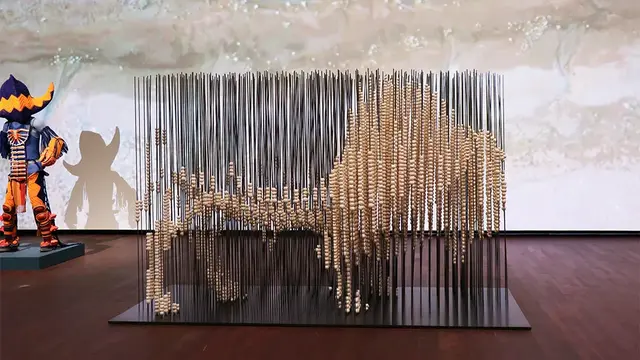 Bison Bead Project on view in a gallery