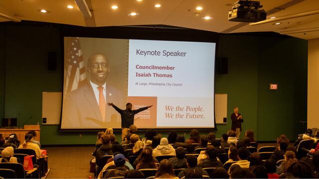 Council member Isaiah Thomas speaks at We the People, We the Future conference