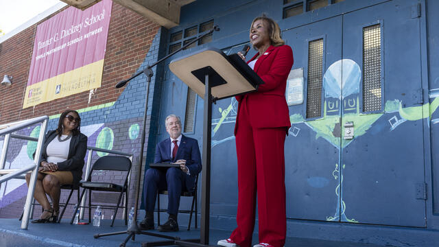 Monika Williams Shealey speaks during launch event.