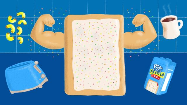 Illustration of a Pop-Tart with muscles.