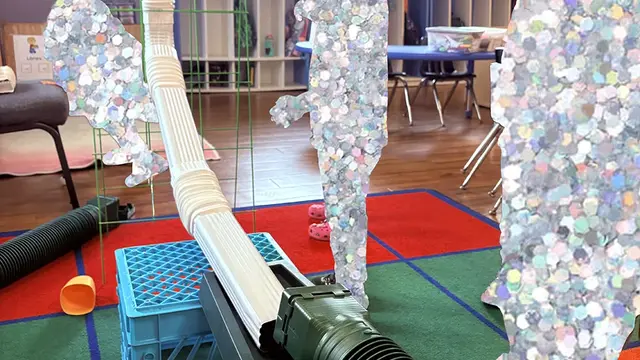 gutters and other materials arranged for a marble