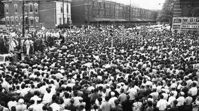 Martin Luther King at 40th and Lancaster streets in 1965.