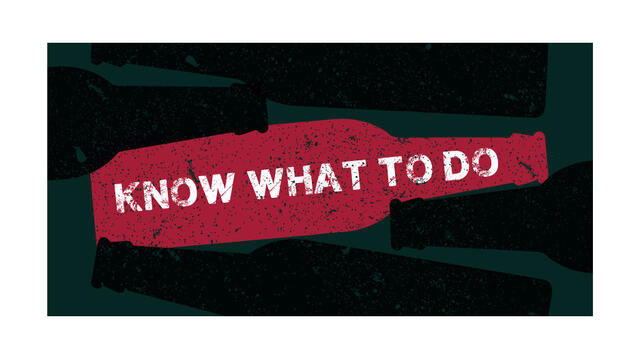 An illustration of beer bottles and one is red with words across it reading know what to do .