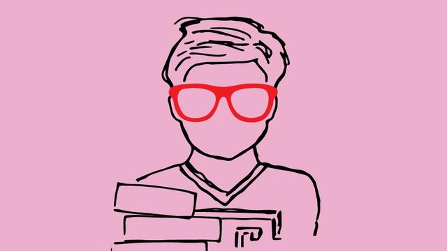 a pencil drawing of a student carrying books