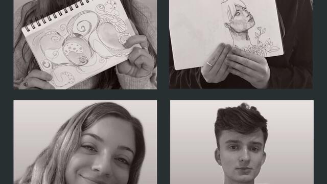 Temple University and Drexel University students show off their art work.