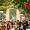 Students walking through Main Campus.