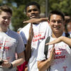 Three students from the Class of 2020 at the Welcome Week barbecue.