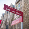 new signs marking Pollett Walk and Beasley Walk on Temple s campus