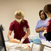 Nursing students working during a simulation
