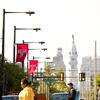 view down broad street toward City Hall from Temple