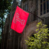 The Temple flag flies outside Sullivan Hall.