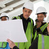 Students tour the Charles Library construction site