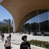 students walking in front of Charles Library