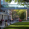 students walking on the Main Campus of Temple University in autumn