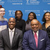 Image of students with the Temple President and Independence Health Group CEO.