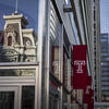 A picture of a Temple flag outside of Temple University Center City.