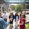 Image of group of higher ed leaders touring Temple s campus