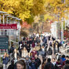 Temple students walking across campus.