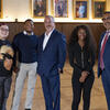 Philanthropist Brook J. Lenfest, Temple Vice President of Enrollment and Student Success Jose Aviles and three students who received scholarships are pictured.