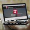 A computer on Temple's website with overlaying copy that reads