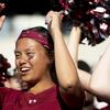 TempleDiamond Marching Band performing T for Temple U at a football game