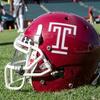 Temple football helmet featuring the Temple T