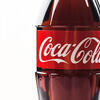 A plastic bottle featuring the iconic red and white Coca-Cola logo.