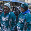 Two Eagles fans on Broad Street during Super Bowl victory parade