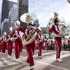 Temple's Diamond Marching Band marches in the Macy's Thanksgiving Day Parade